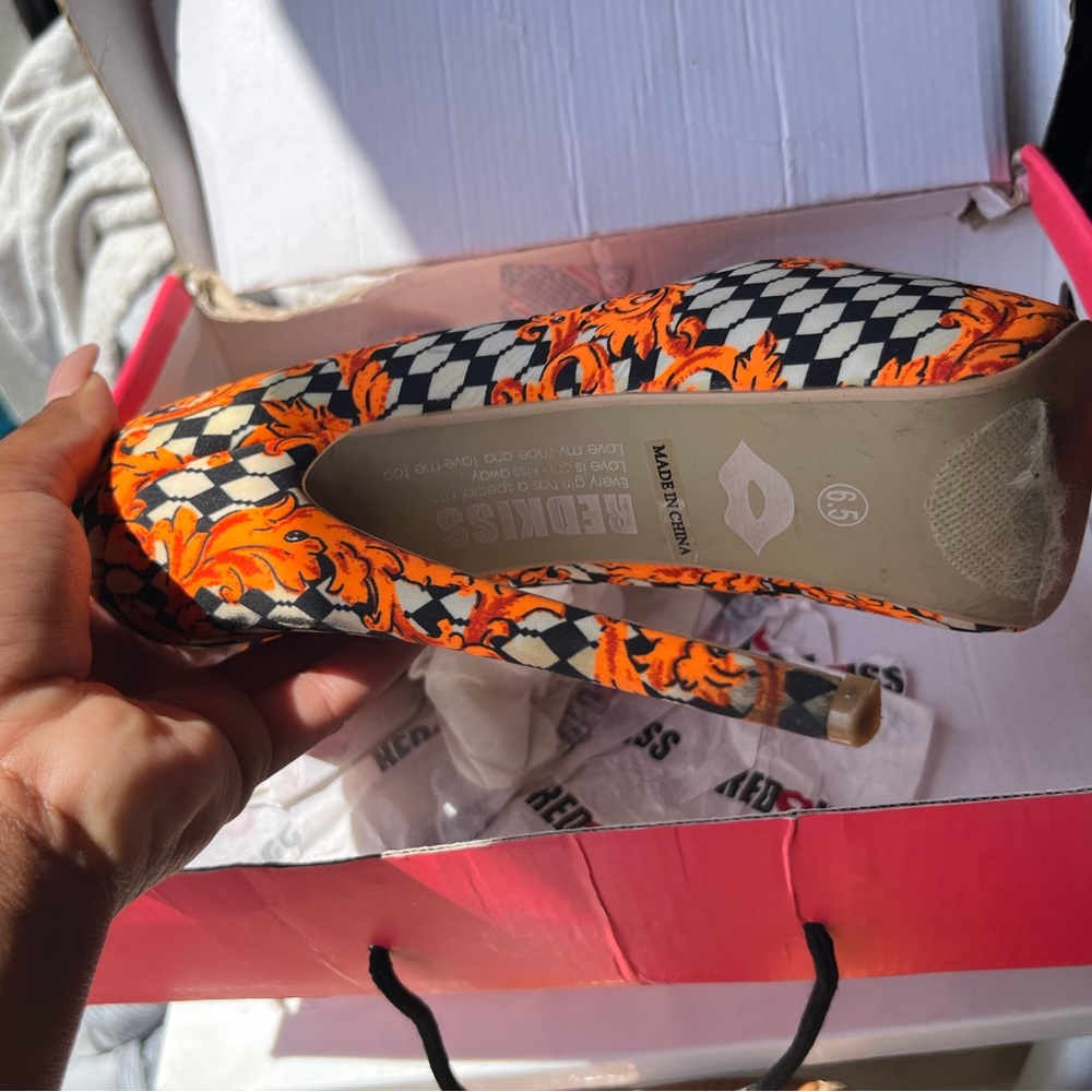 Women's Orange and Black Heels